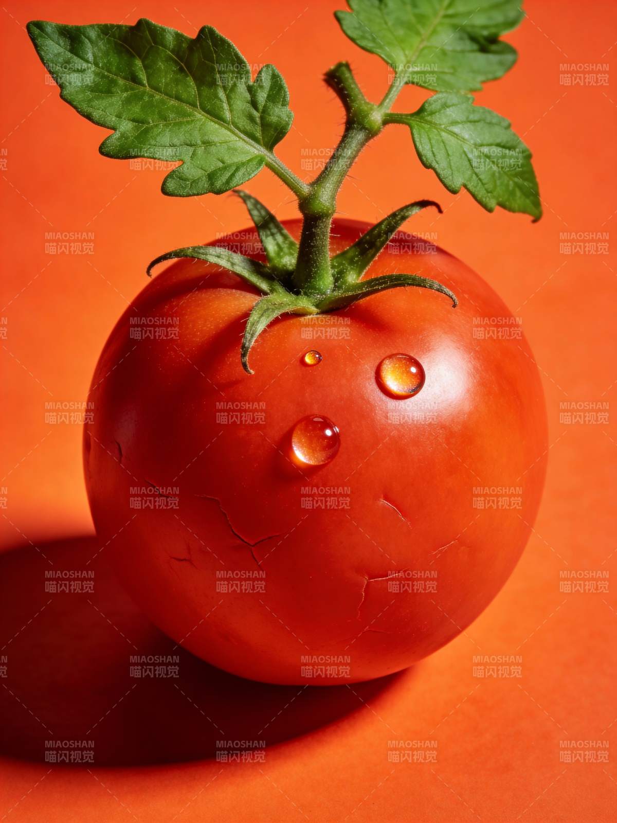 鲜红番茄滴水欲坠图片