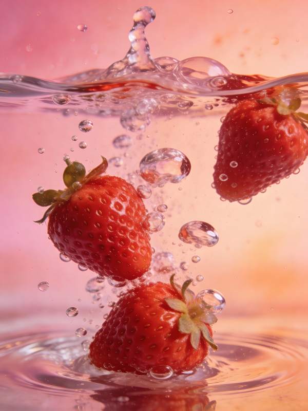 草莓入水瞬间图片
