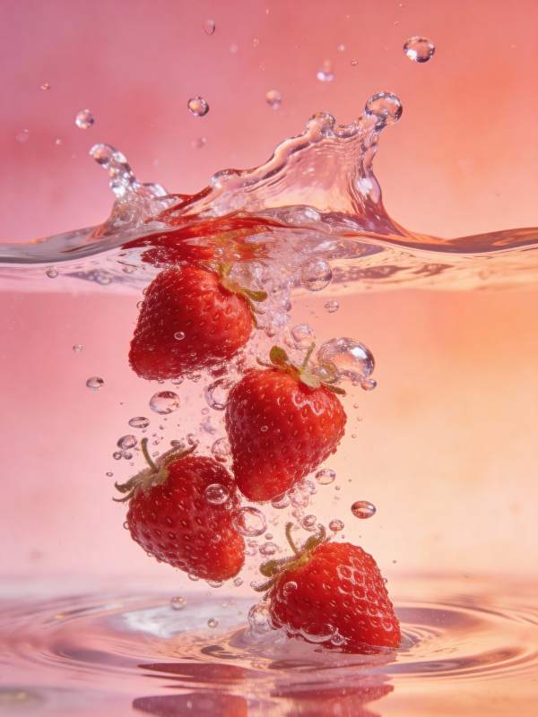 草莓入水瞬间图片