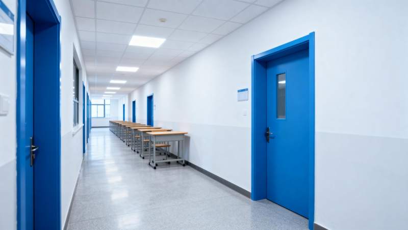 蓝色门的走廊图片