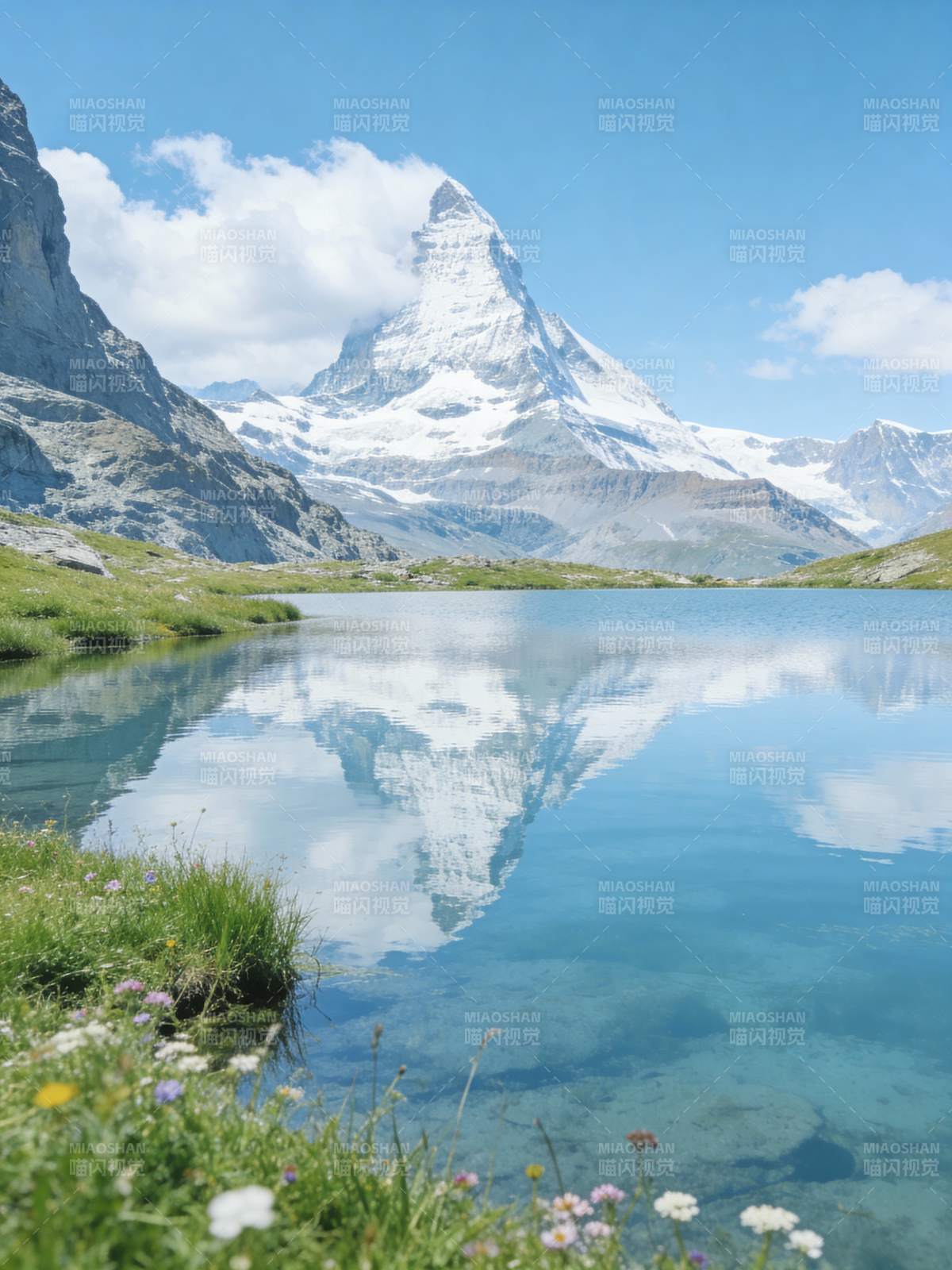 马特洪峰倒影湖图片