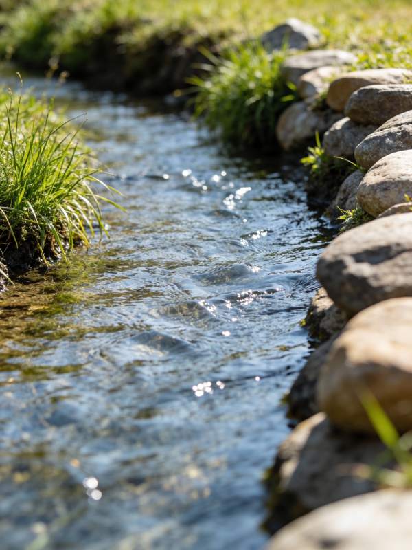 溪流潺潺石畔绿图片