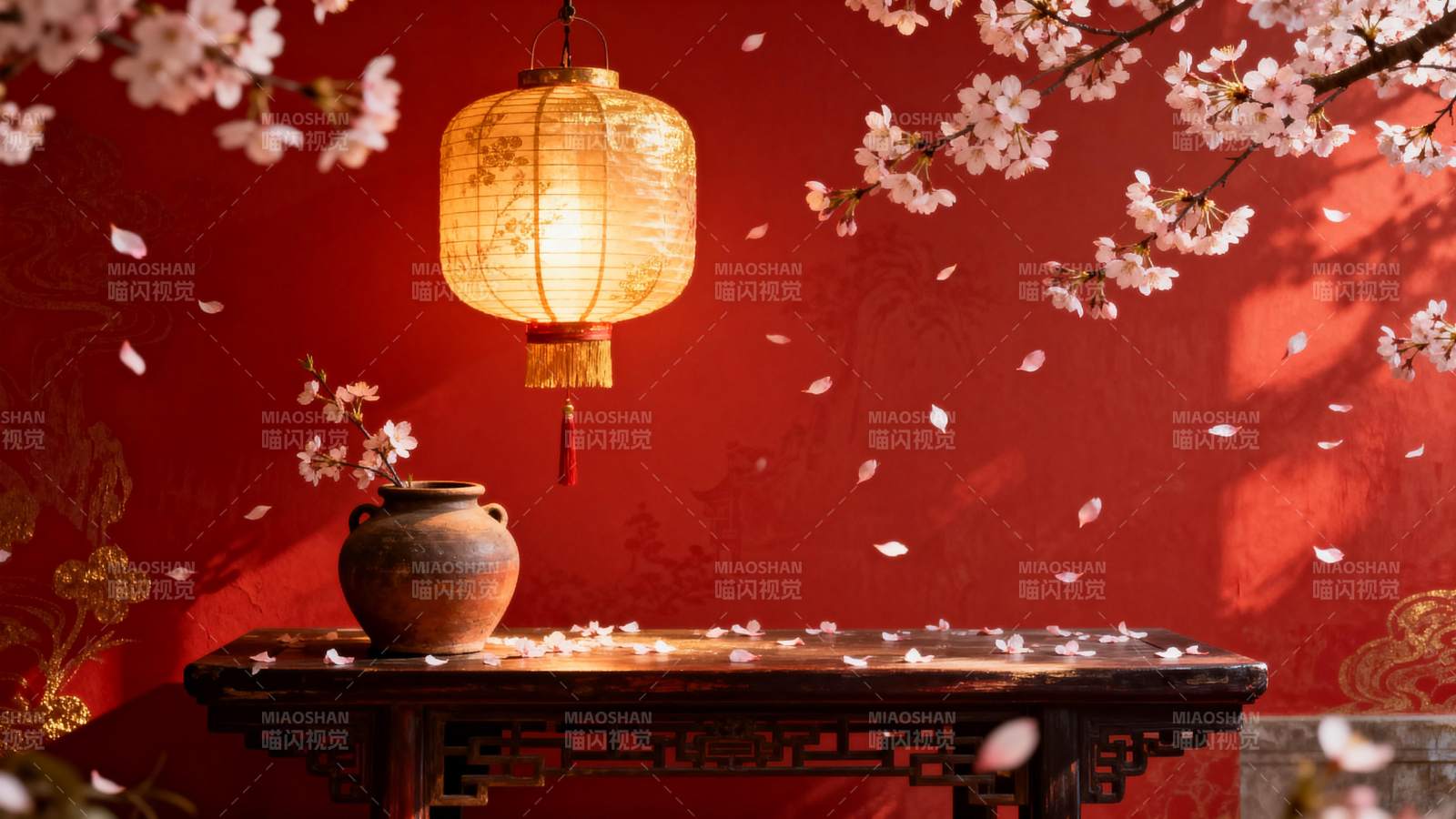 樱花灯影古韵图片