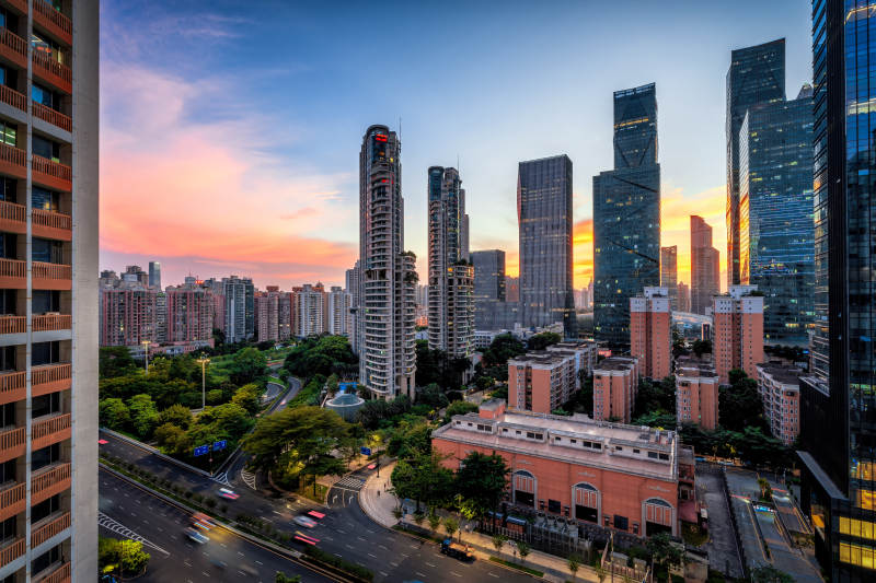 城市黄昏美景图片