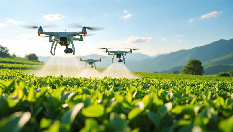 无人机农田喷洒图片