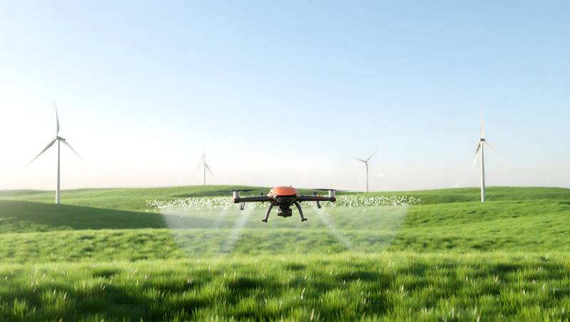 无人机喷洒农田图片