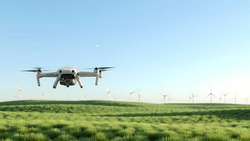 无人机飞越绿野图片