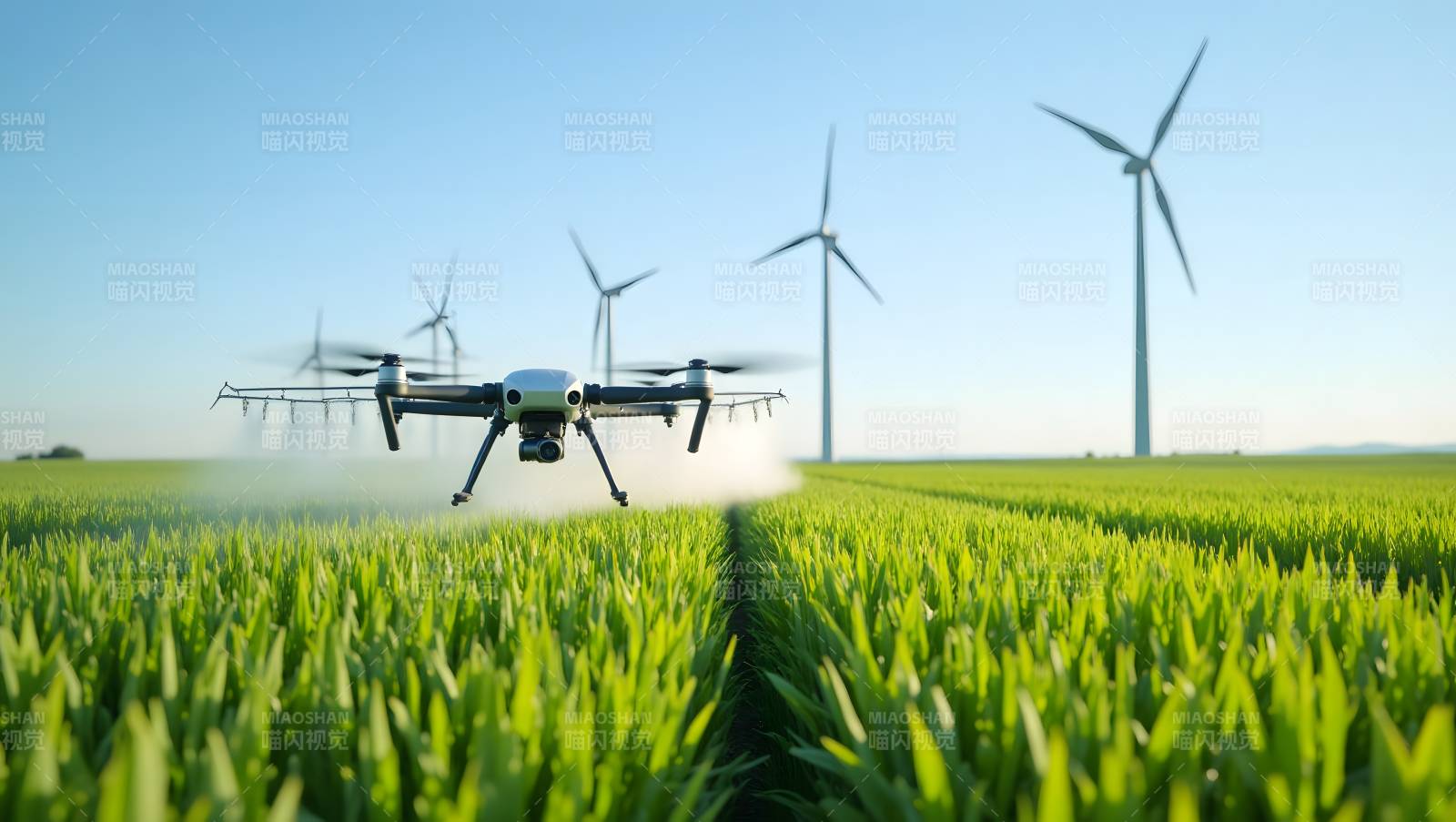 无人机耕作田园图片