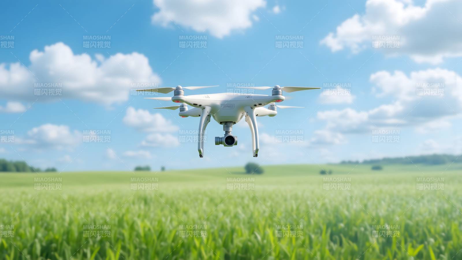 无人机飞越绿野图片