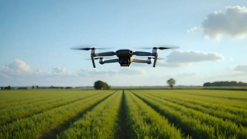 无人机飞越农田图片