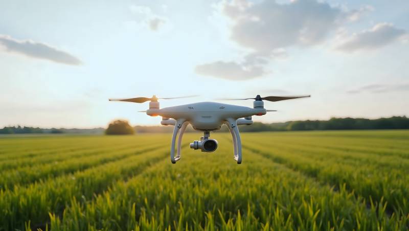 无人机飞越田野图片