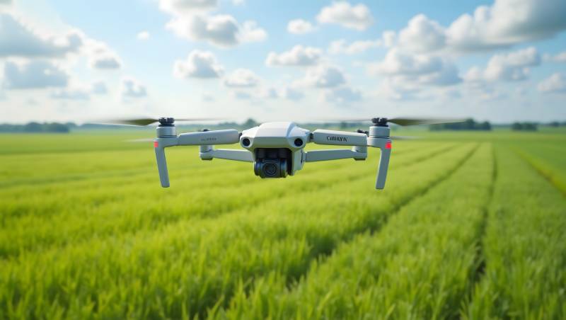 无人机飞越绿野图片