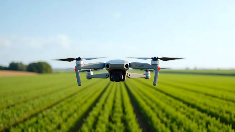 无人机飞越农田图片