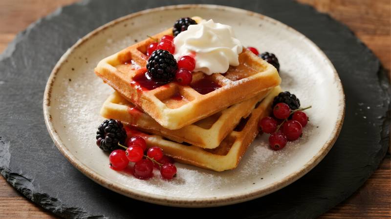 浆果奶油华夫饼图片