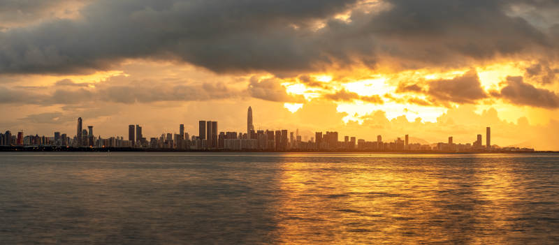 城市黄昏美景图片